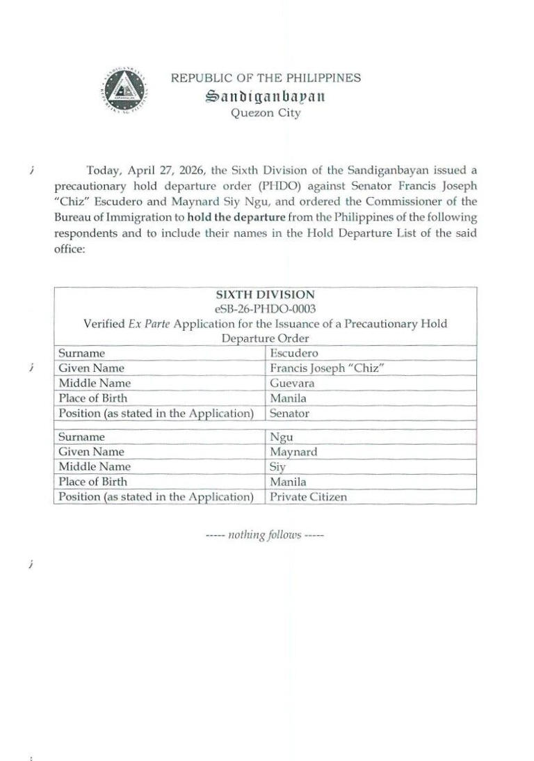 Chiz Escudero, businessman barred from leaving Philippines