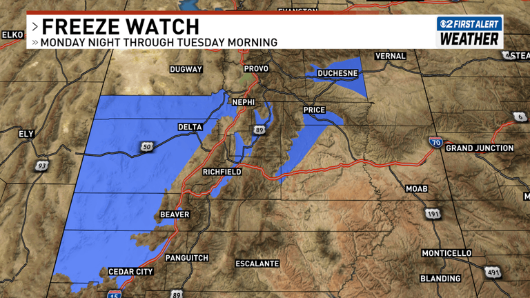 Freeze watch issued as cold, wet weather hits Utah