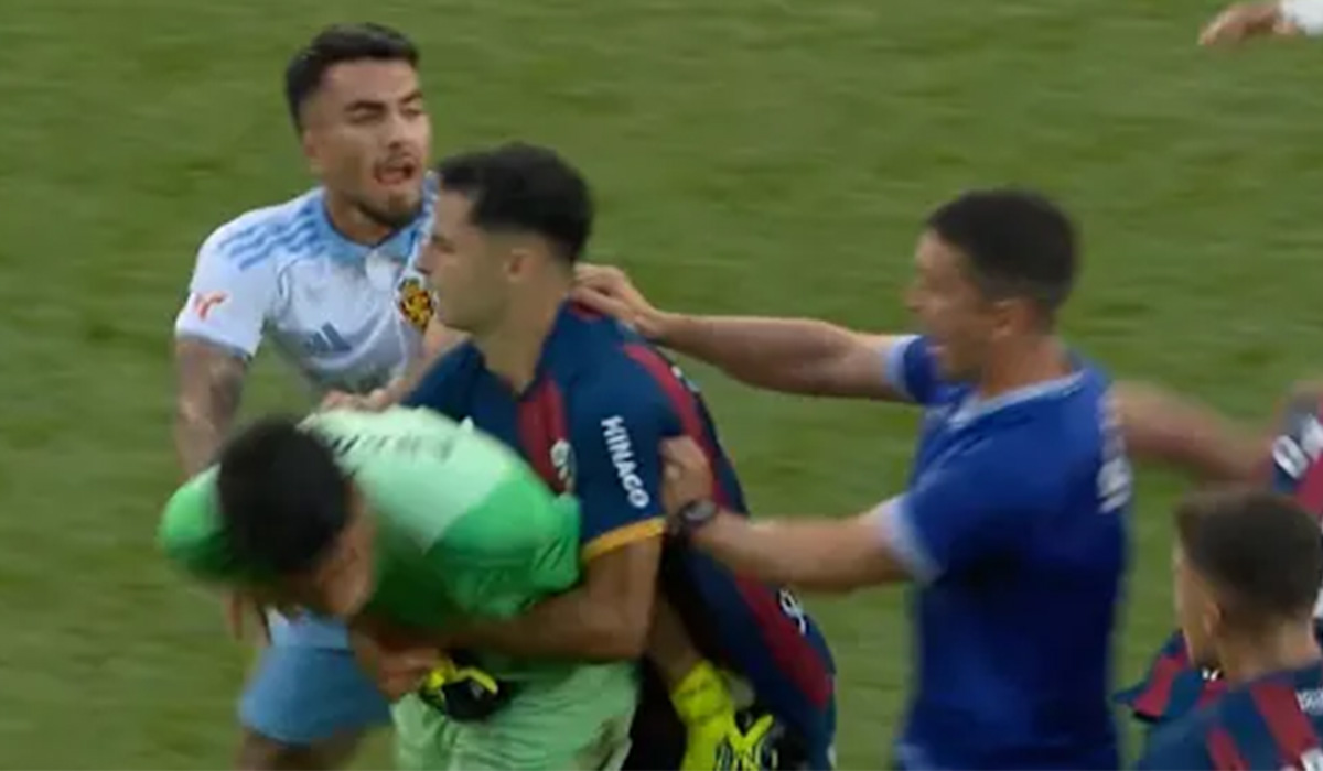 After referee Damaso Arcediano Monescillo brandished his red card, Andrada completely lost his cool. Pic: LaLigaTV