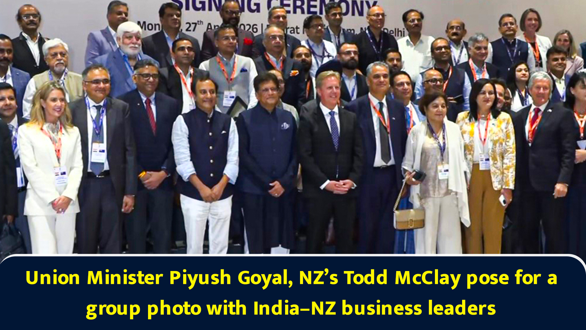 Union Minister Piyush Goyal, NZ’s Todd McClay pose for a group photo ...