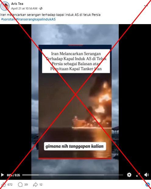Video kebakaran kapal minyak disalahpahami sebagai serangan Iran ke kapal induk AS