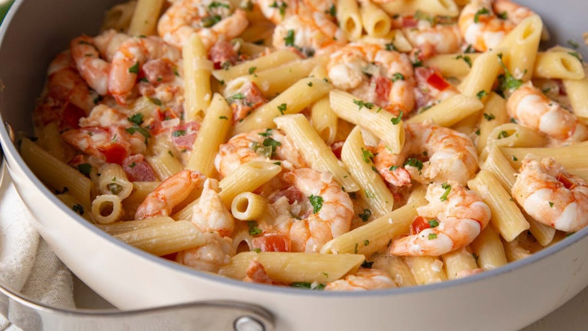 This creamy shrimp pasta recipe only takes 30 minutes to make