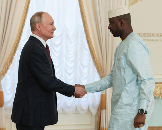 Vladimir Putin meets Assimi Goïta in St Petersburg in 2023. Photograph: Mikhail Metzel/TASS Host Photo Agency/AFP/Getty Images