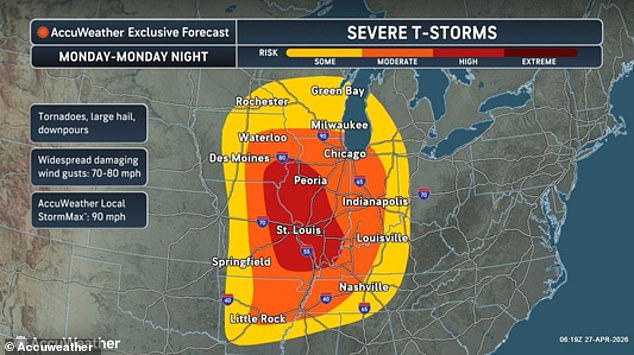 Tornado outbreak to strike 12 states across US heartland as millions ...