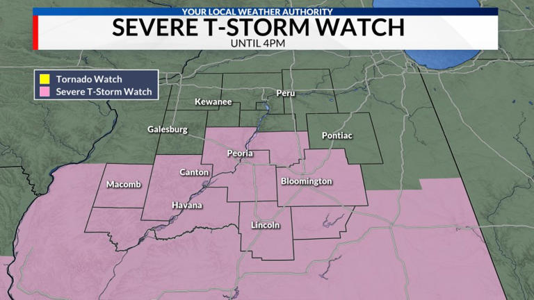 Severe T-STORM watch until 4 p.m. for portions of central Illinois