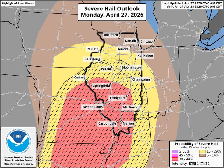 Severe weather threat upgraded in Illinois with risk of strong ...