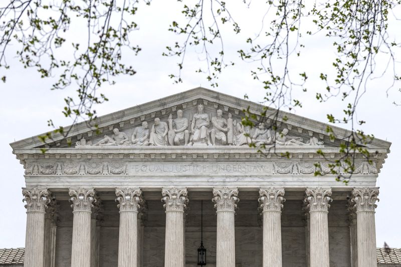 FILE PHOTO: The U.S. Supreme Court building during proceedings in Washington