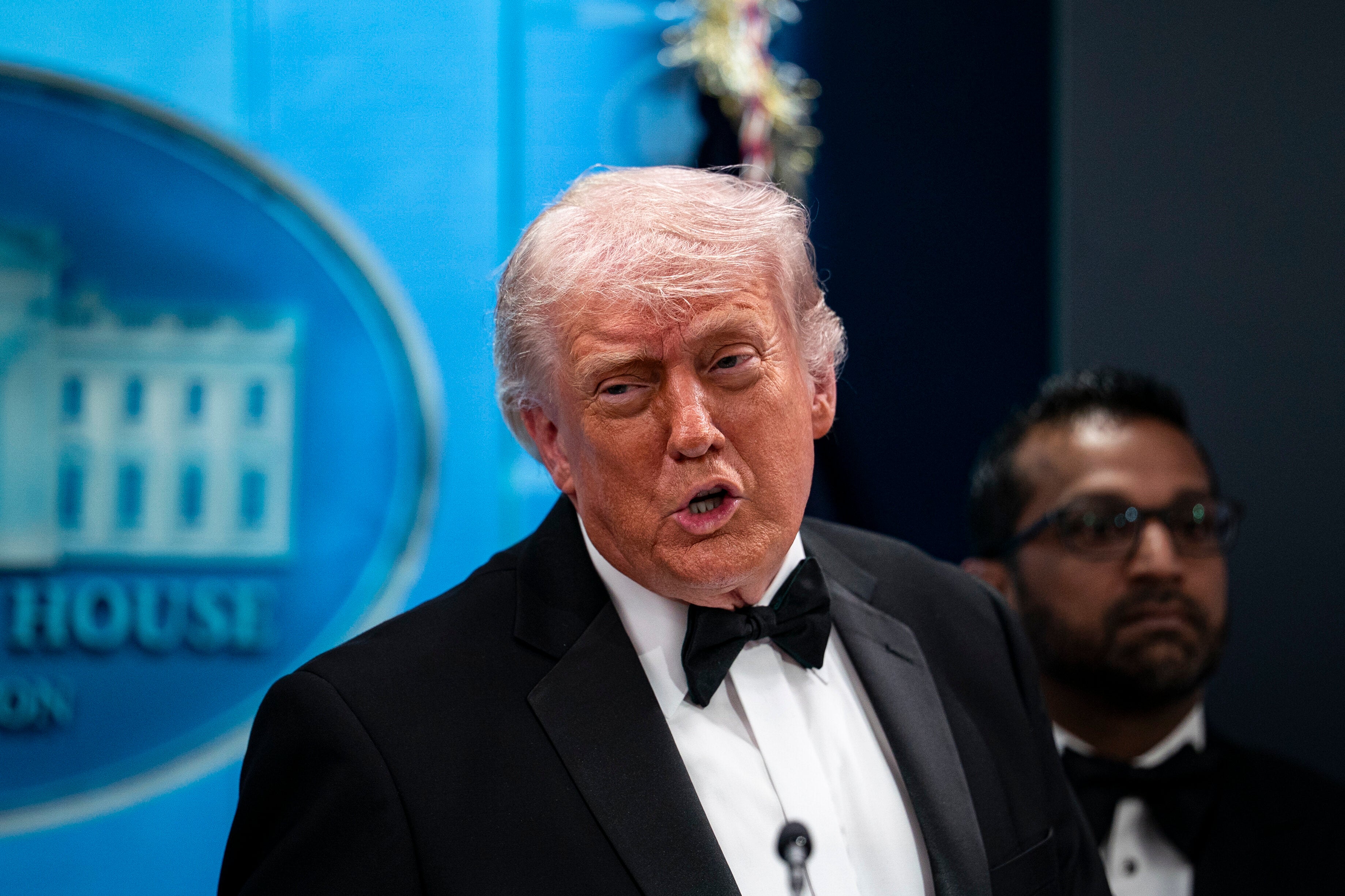 WASHINGTON, DC - APRIL 25: U.S. President Donald Trump speaks during a press conference in the Brady Briefing Room of the White House on April 25, 2026 in Washington, DC. President Trump is making a statement after the cancelation of the annual White House Correspondents Association Dinner after a possible shooting. (Photo by Al Drago/Getty Images) (Photo: Al Drago via Getty Images)