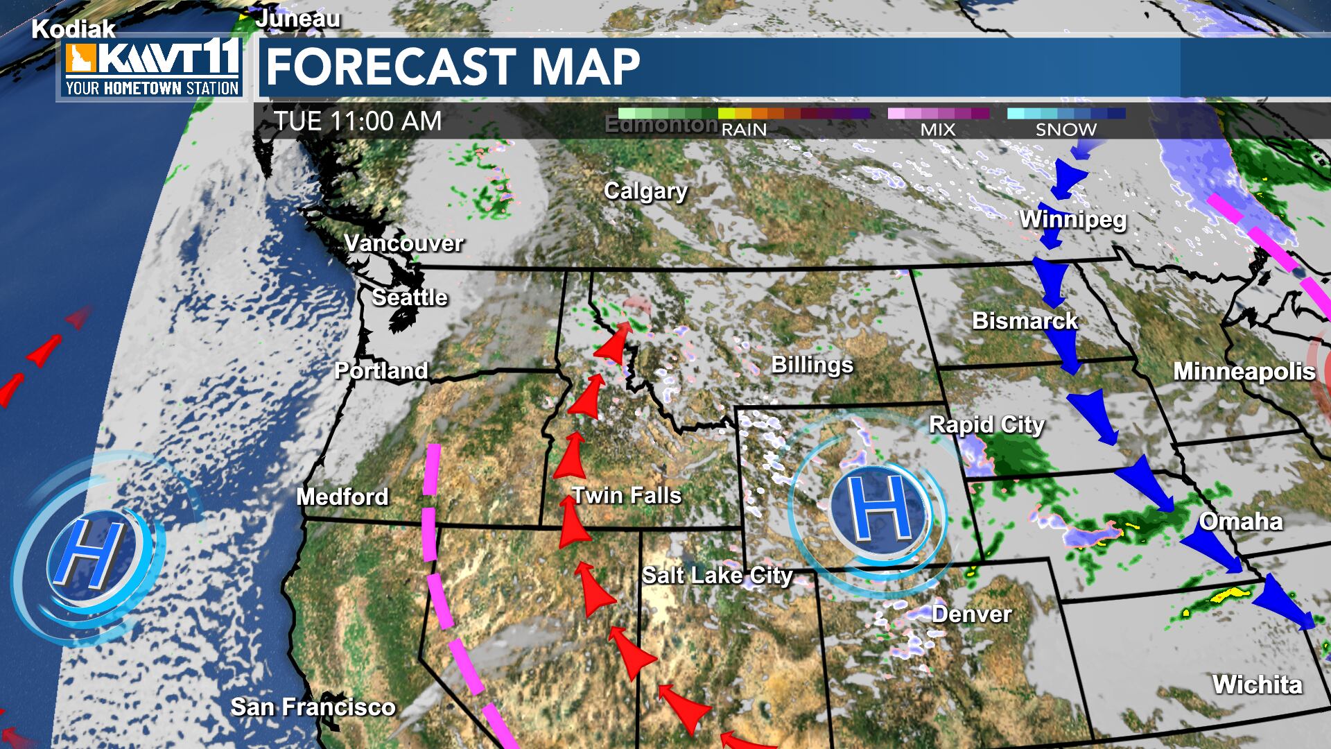 More cloud cover for Wednesday, but still mainly dry and warming up ...