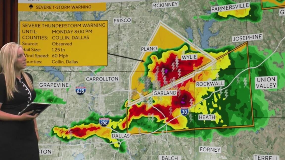 Severe thunderstorms capable of large hail and 60 mph winds move into ...