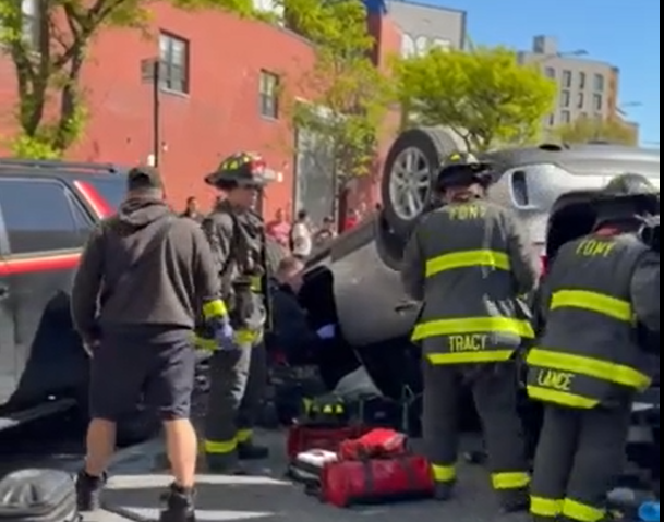 1 person rushed to hospital after car overturns in Williamsburg