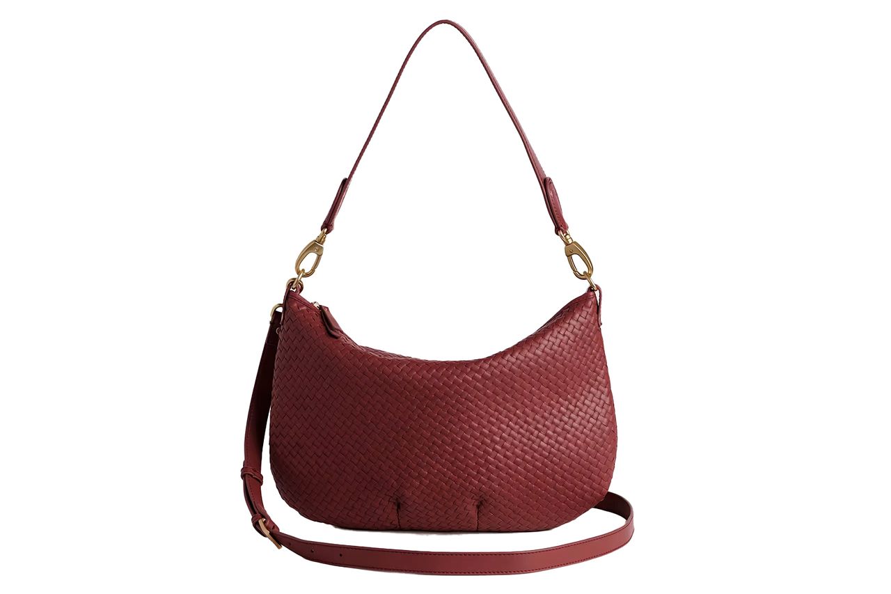 Italian Leather Convertible Crescent Handwoven Shoulder Bag