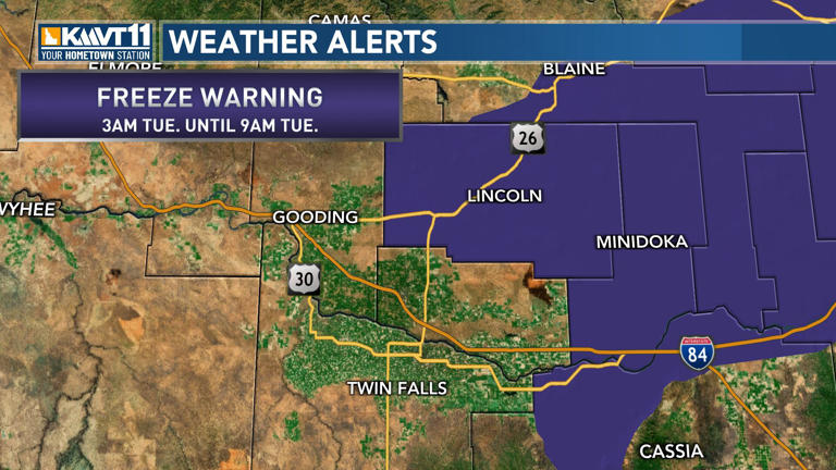 A freeze warning for Tuesday then warmer weather through the week