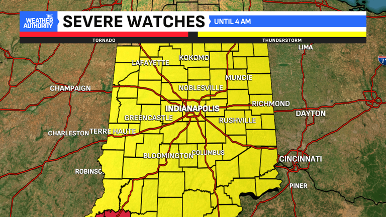 Severe thunderstorm watch for central Indiana until 4 a.m.