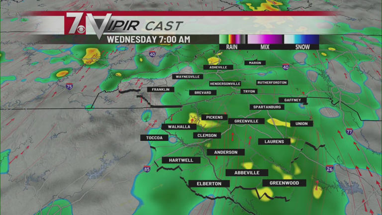 Heavy rain to move through Upstate Tuesday & Wednesday