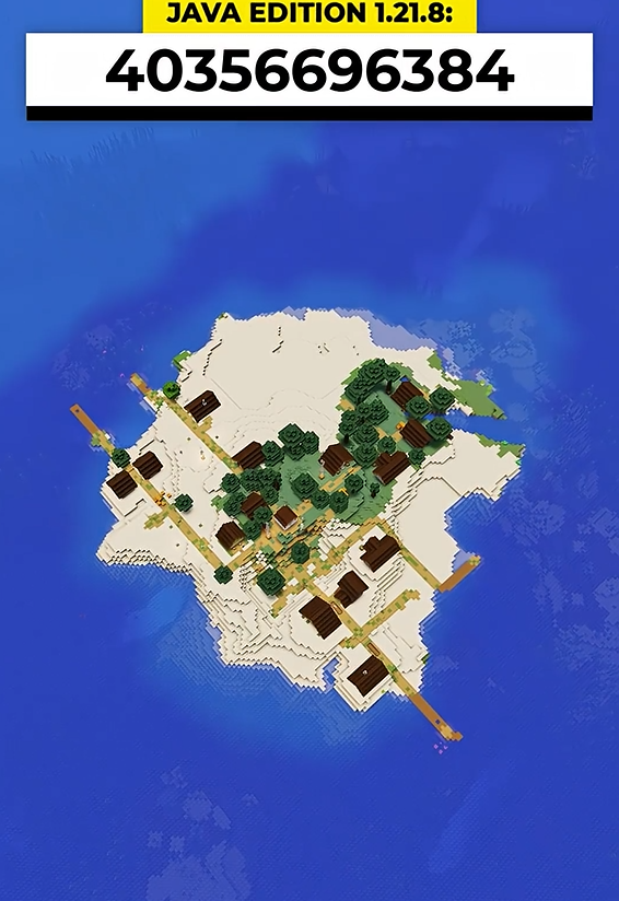 Minecraft taiga island village seed with unique survival spawn