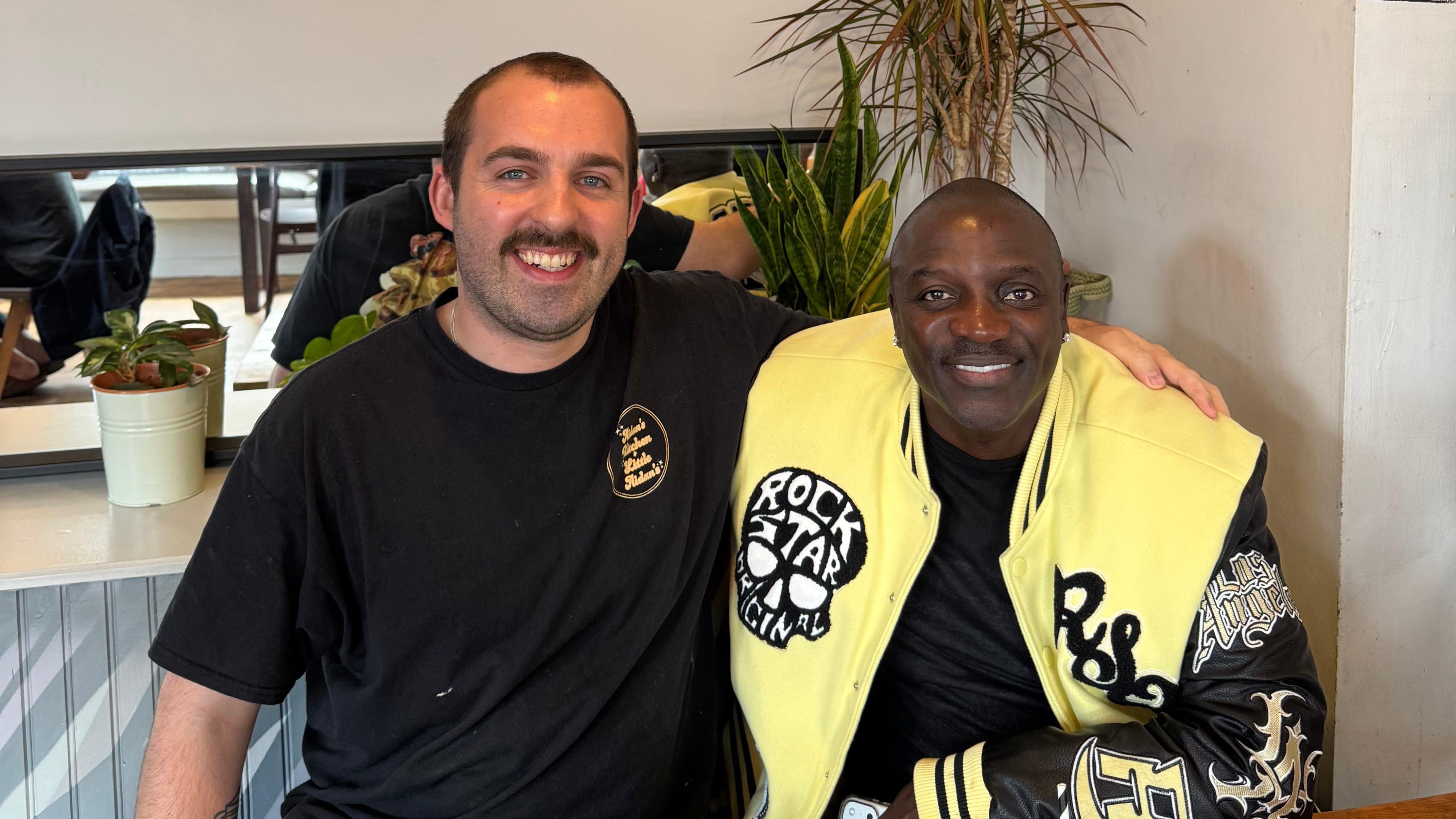 Akon ordered "well-done steak and eggs" at Aidan's Kitchen in Newcastle