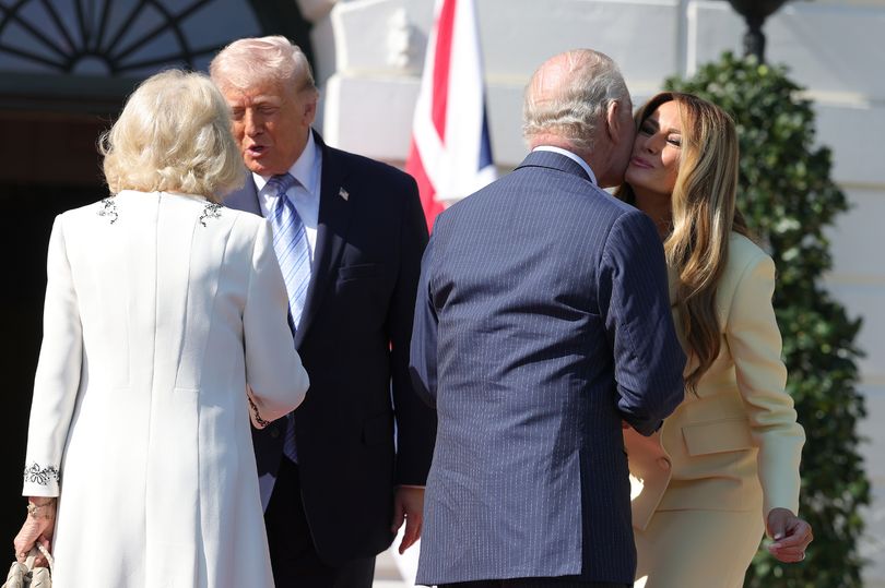 Trump breaks royal protocol immediately greeting King Charles and Queen ...