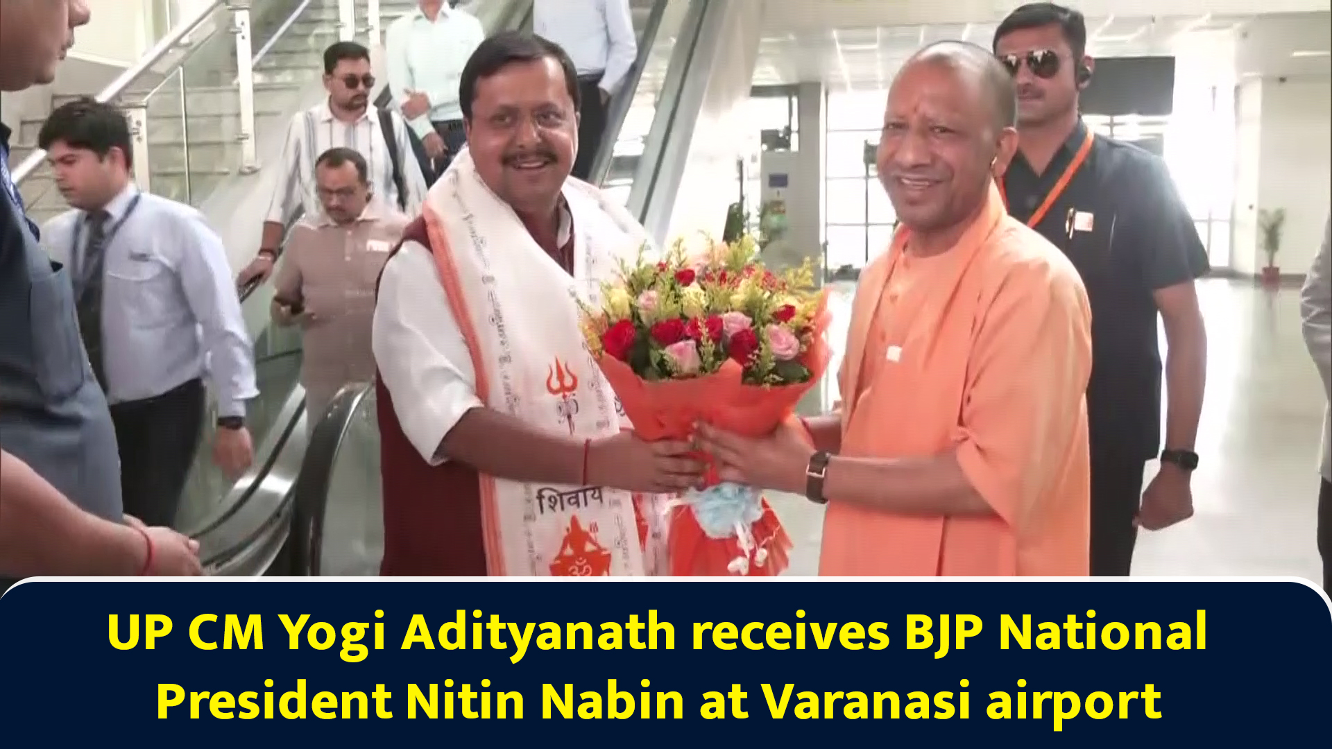 UP CM Yogi Adityanath receives BJP national president Nitin Nabin at ...