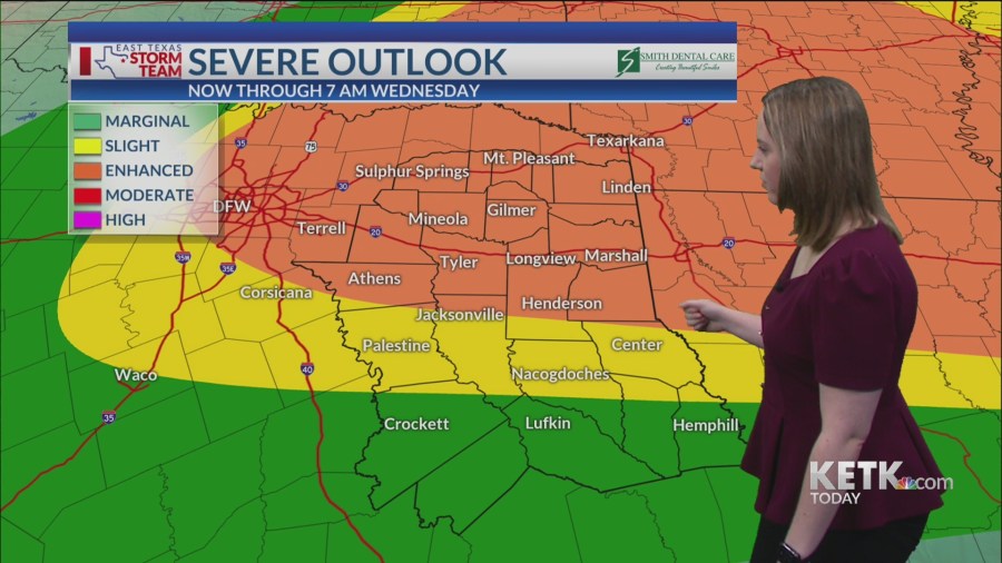 Tornado watch issued for East Texas until 1 a.m.