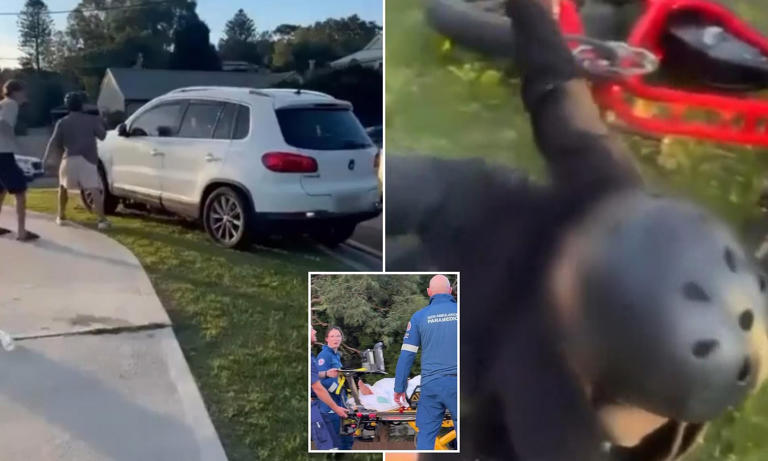 Wild moment teenager on an e-bike is allegedly run over by driver ...