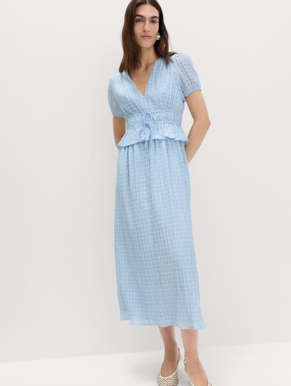 This 45 M&S icy blue dress with sleeves is the chic, easy option for summer  weddings and parties
