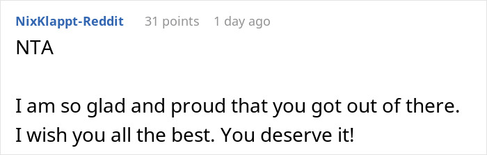 Reddit comment NTA: