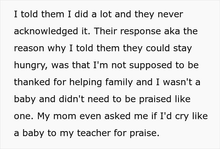 Text: Parents expect teen to sacrifice life for disabled siblings, refusing praise and asking if they'd cry for it.