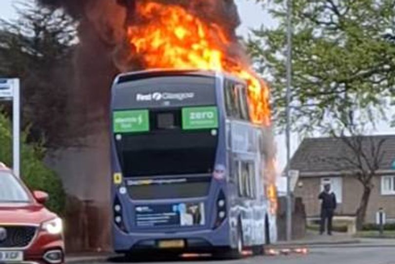Double-decker on fire as bus destroyed in early morning rush hour chaos