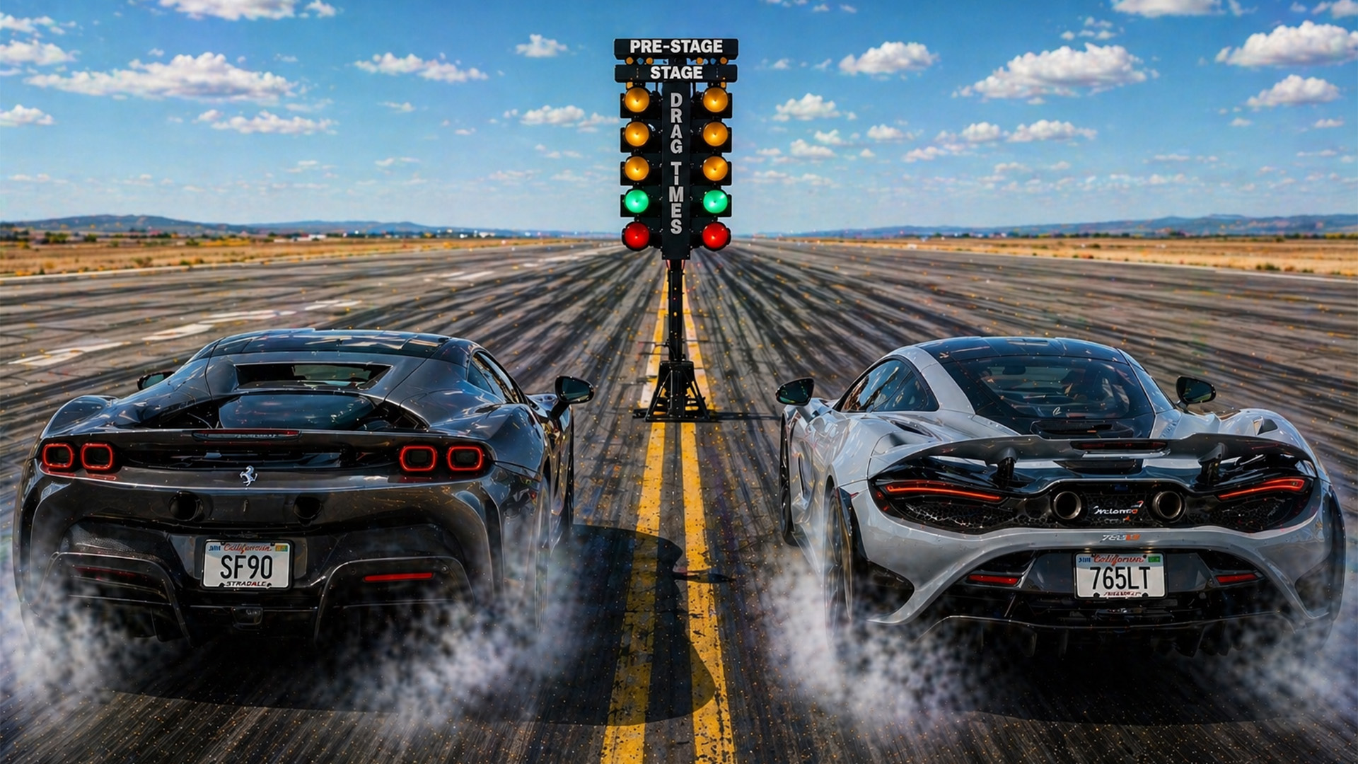 1,000 HP Ferrari SF90 Stradale vs McLaren 765LT drag race