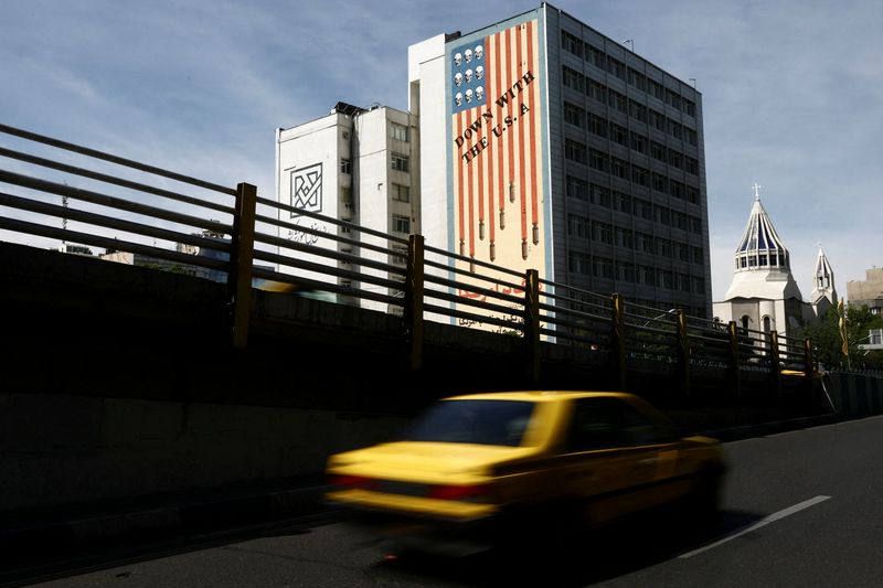 An anti-U.S. mural on a building in Tehran