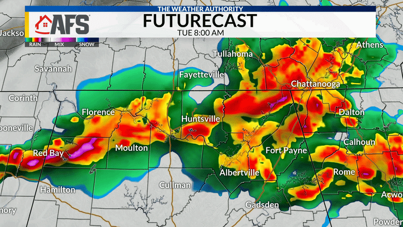 Impact day through Wednesday morning
