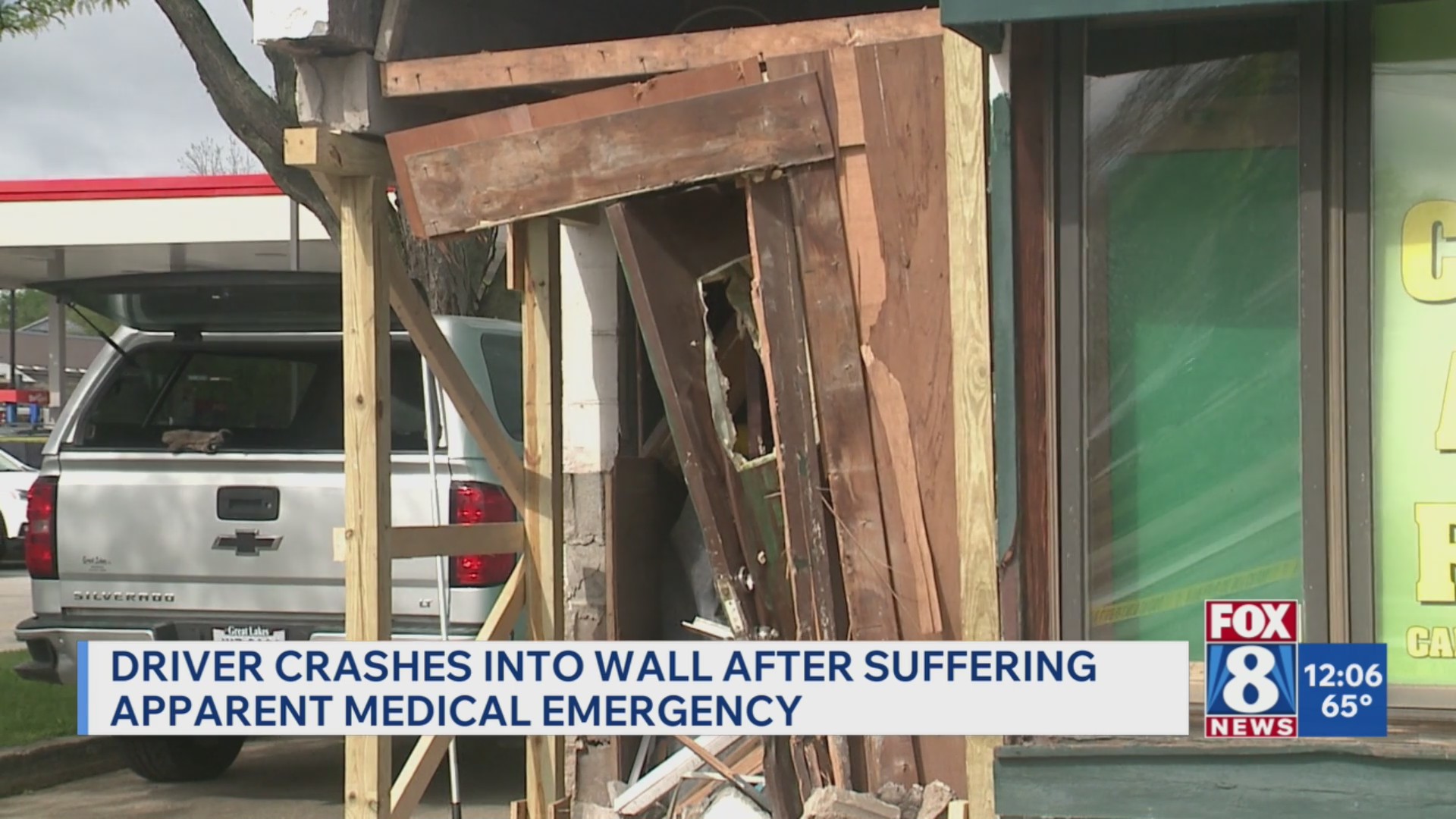 Driver crashes into wall after medical emergency