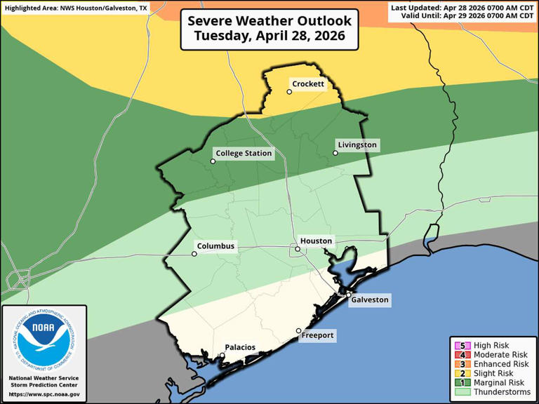 Strong storms possible Tuesday near Houston as flood risk builds later ...