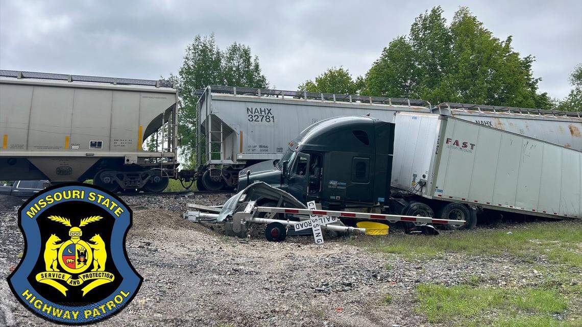 Train collides with semi stuck on tracks at rural Cass County crossing