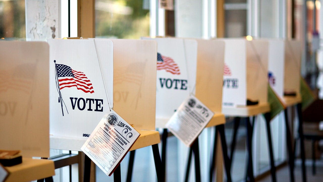 Voting booths set up inside Hermosa Beach City Hall