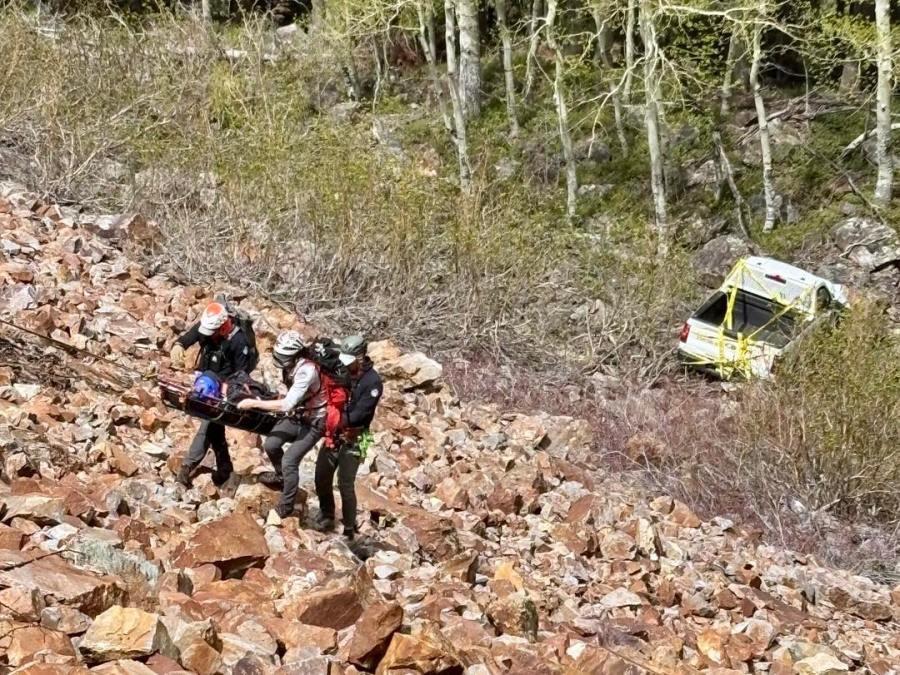 Driver rescued after going 400 feet down embankment on Highway 550