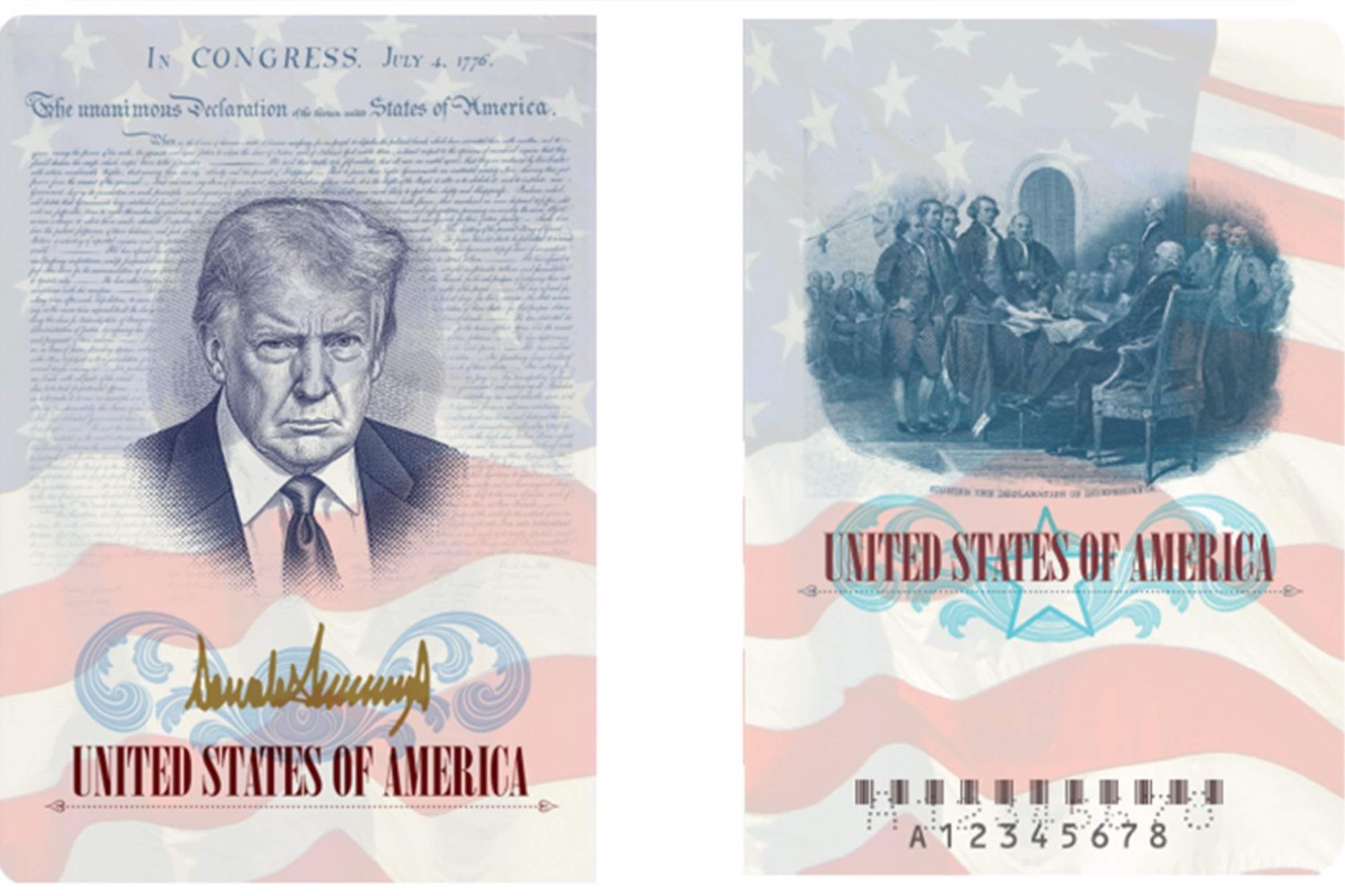 Donald Trump passport design mock-up