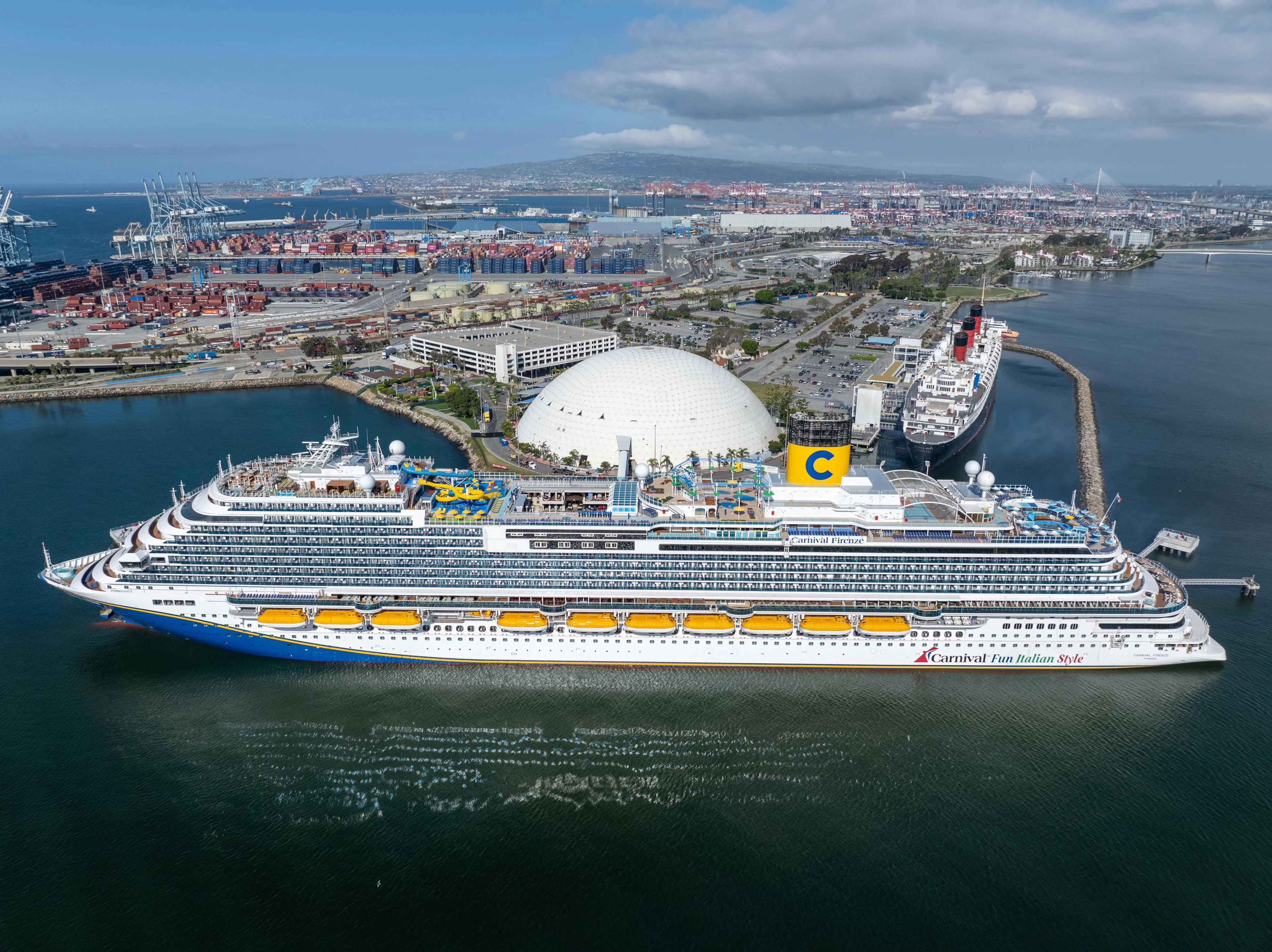 The Carnival Firenze cruise ship in Long Beach.