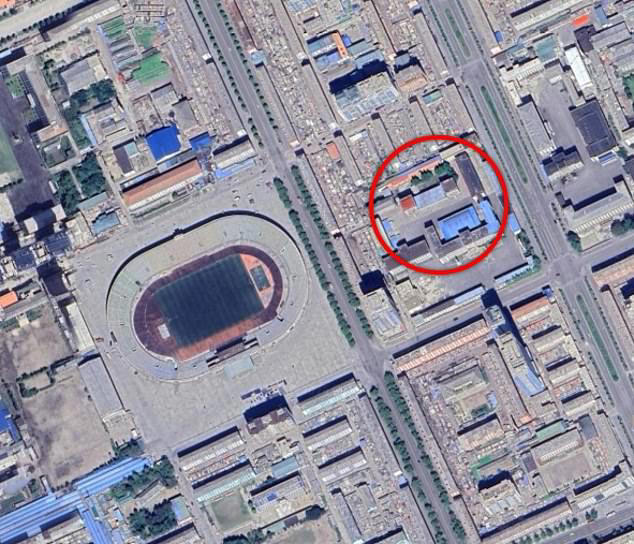 Pictured: The province-level Social Security Bureau building in Chongjin City, North Hamgyong Province, where sources have also documented non-public executions taking place. The building is just a short distance away from a football stadium