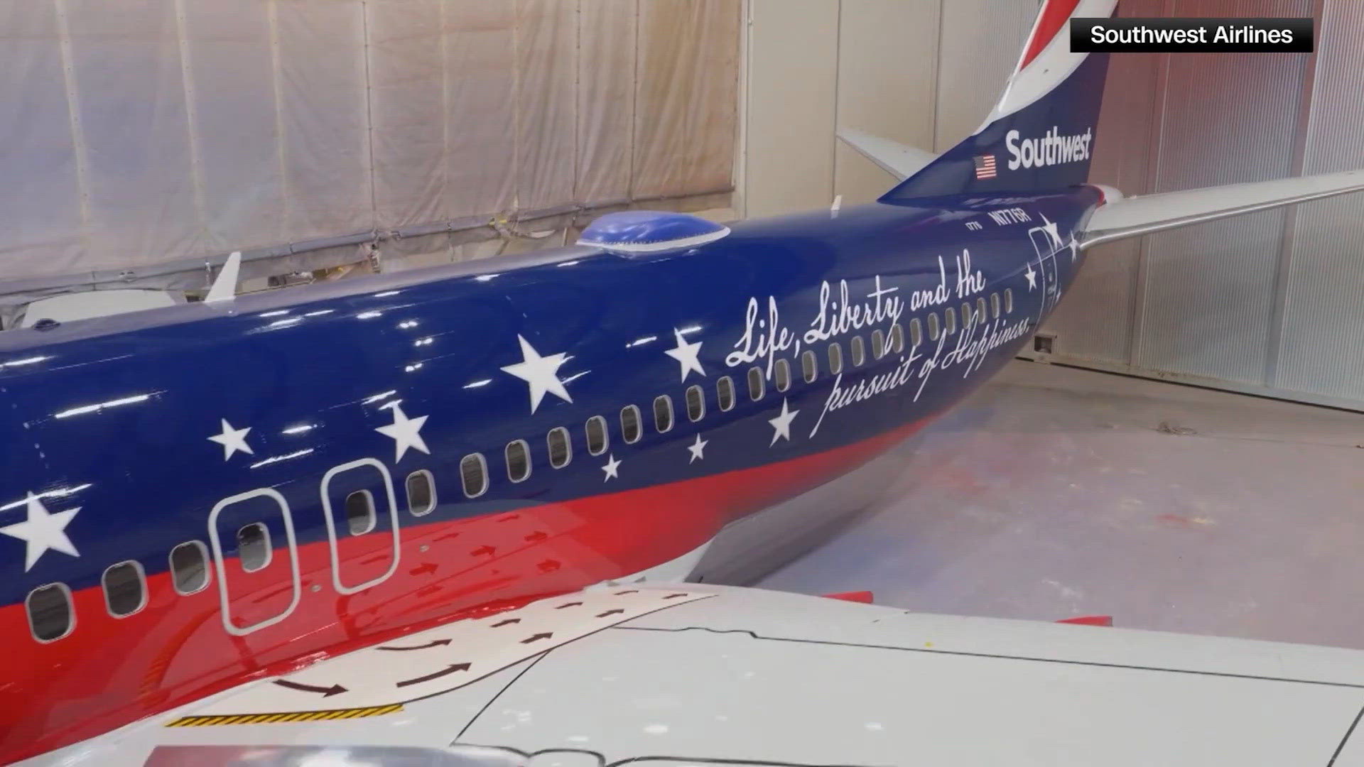 Southwest Airlines celebrating America 250 with a patriotic jet
