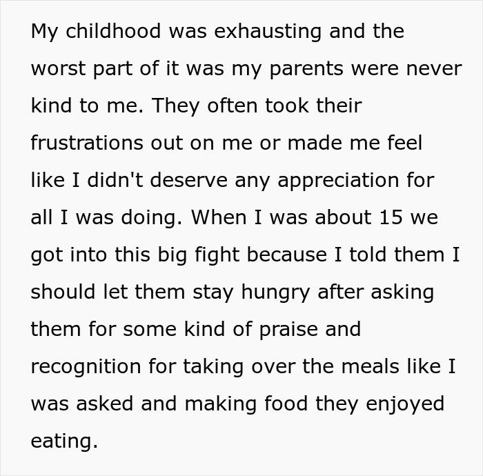 Text snippet detailing an exhausting childhood and a teen's fight for recognition, hinting at sacrificing life for disabled siblings.