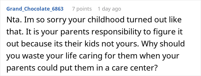 A comment NTA for a teen who chose not to sacrifice life for disabled siblings.