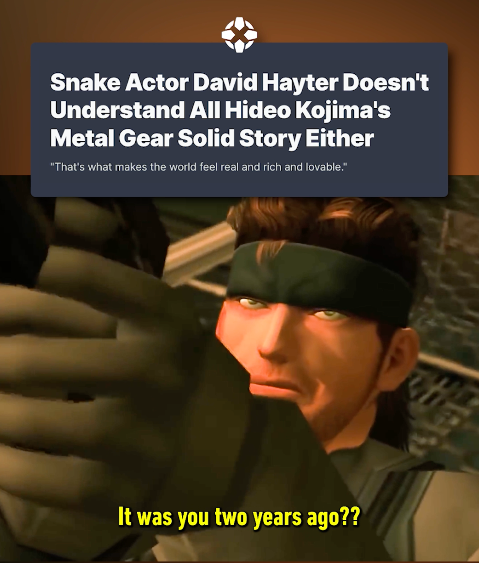 Snake actor David Hayter doesn't understand all of Metal Gear Solid's ...