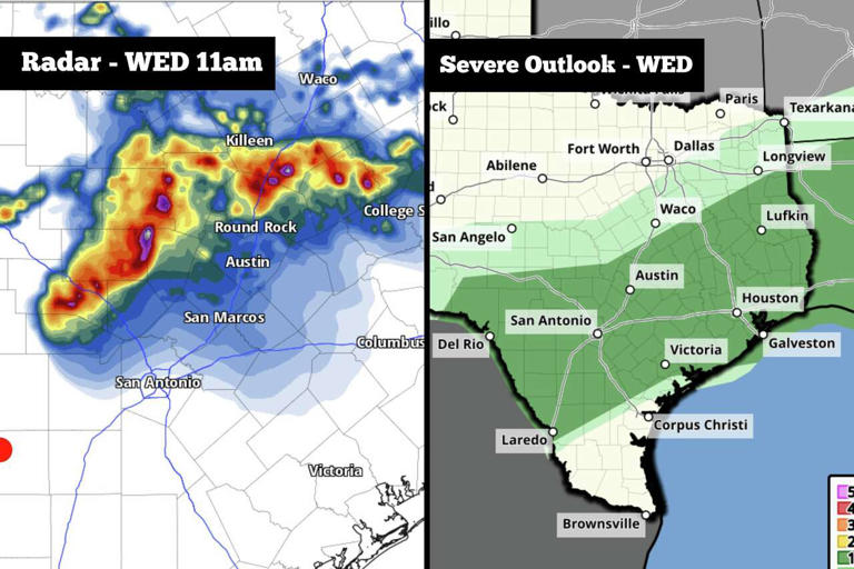 Giant hail, tornado threat rising across parts of Texas on Tuesday ...
