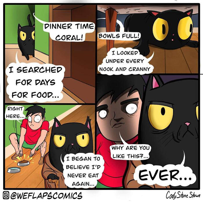 20 comics that show what living with a cat is really like