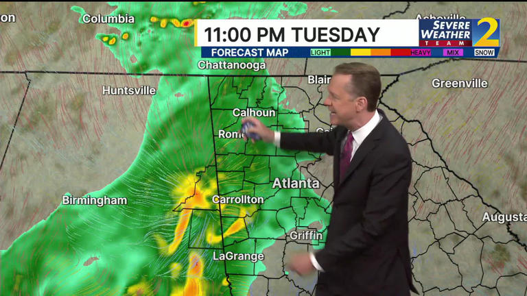 Chance for strong, severe storms in widespread rainfall Tuesday