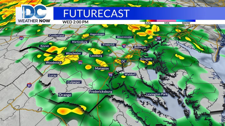Spotty showers today, heavy rain and wind on Wednesday