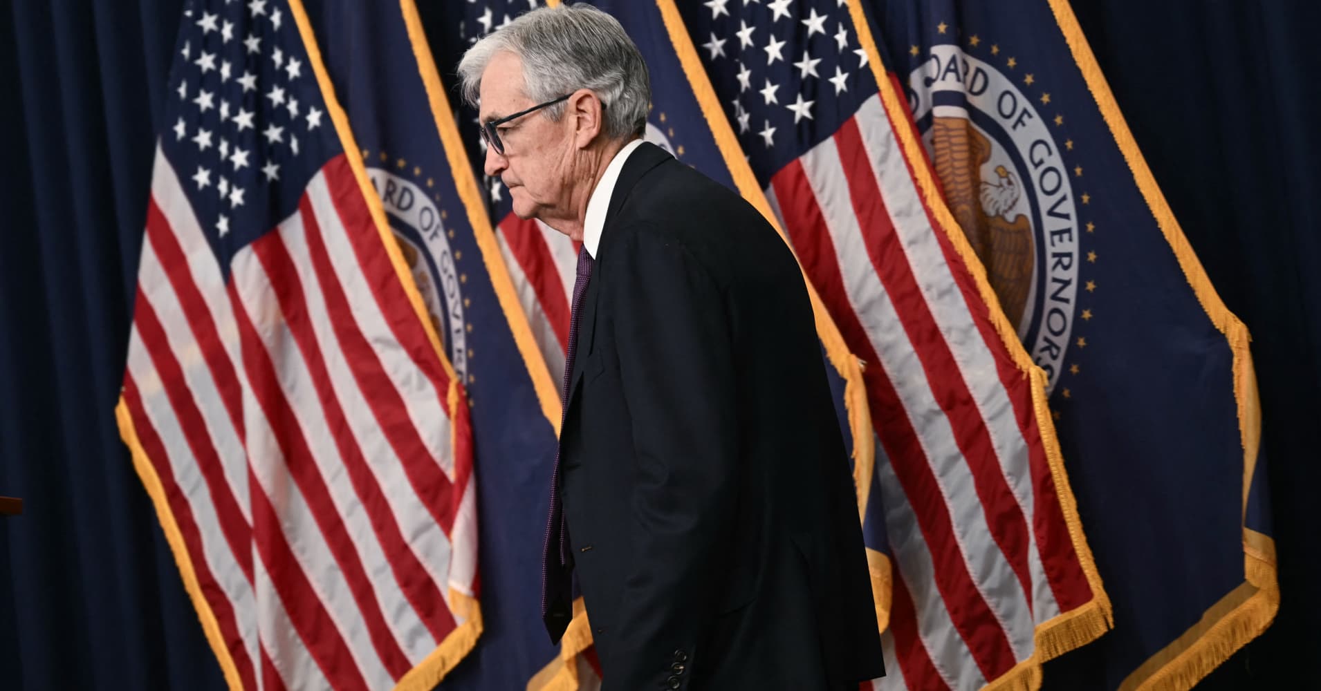 US Federal Reserve Chair Jerome Powell arrives for a press conference following the Federal Open Market Committee meeting at the Federal Reserve Board Building in Washington, DC, on March 18, 2026.