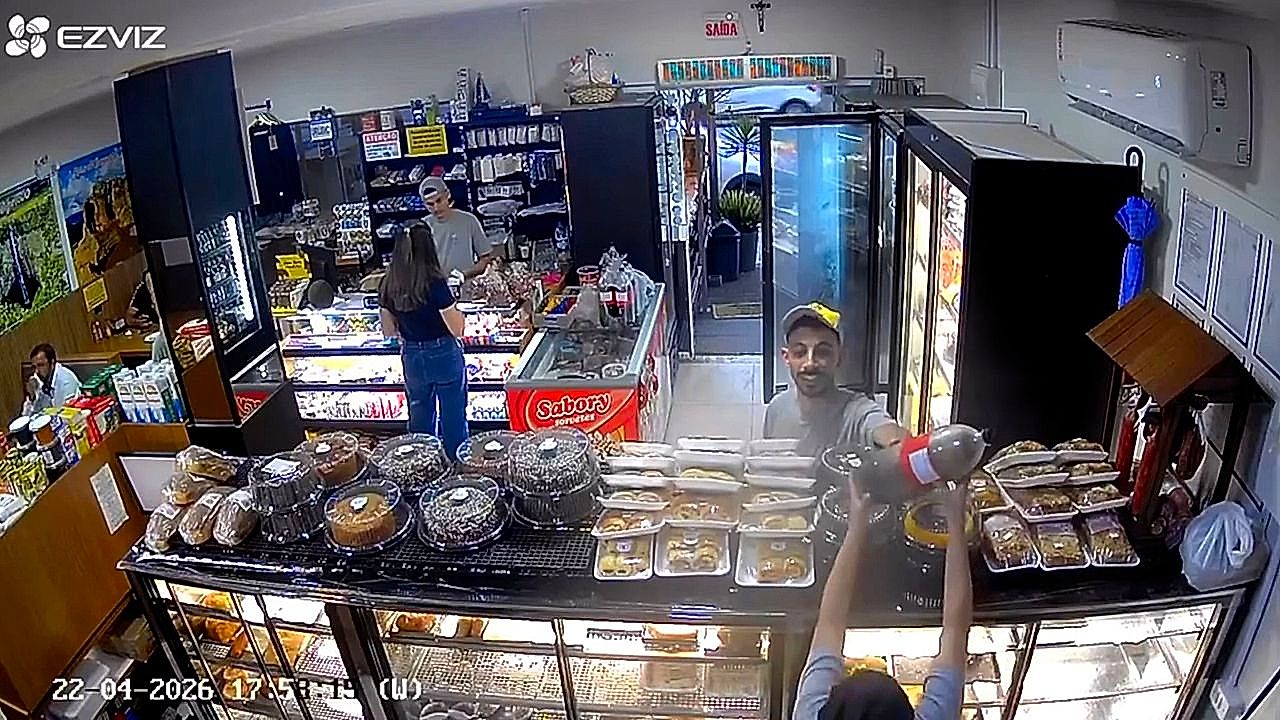 Frozen drink suddenly erupts in bakery worker hands